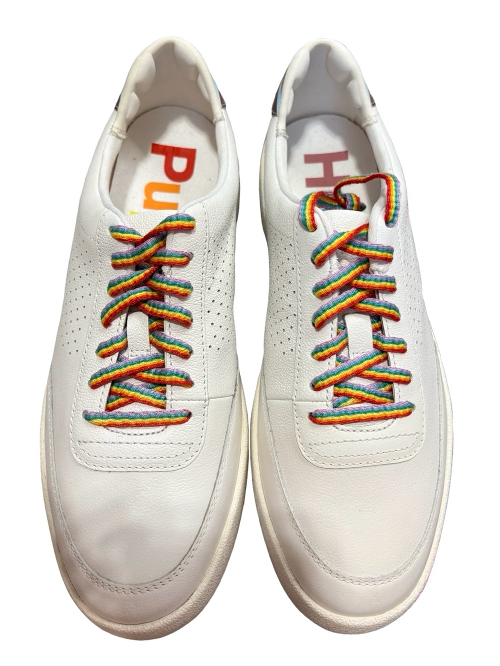 Hush Puppies Charlie Lace Up Pride Sneakers White Rainbow BNIB Size 10